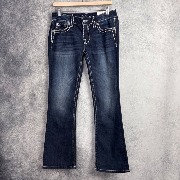 Miss Me Loose Saddle Stitch Border Chloe Bootcut Jeans Mid Rise 29x32 NWT - Picture 3 of 16